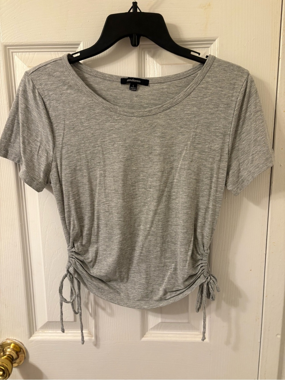 Ambiance Heather Gray Short Sleeve Side-Tie Tee